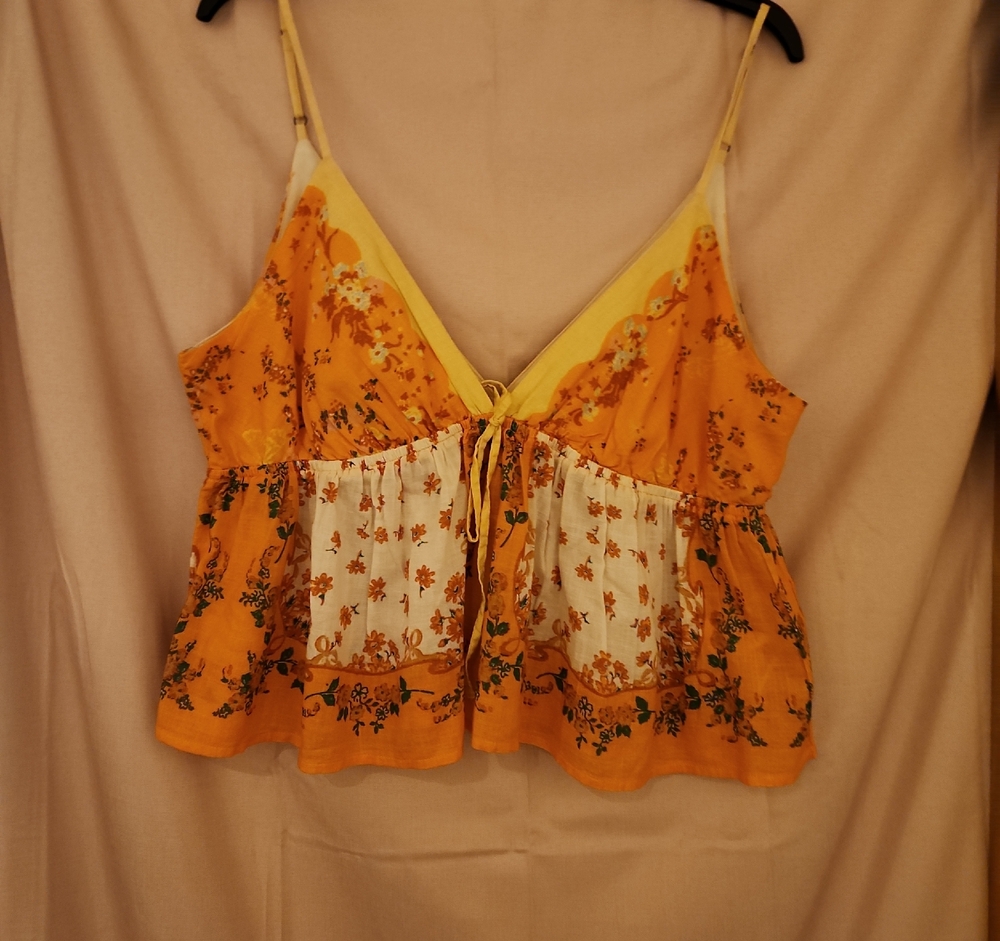 FP Movement by Free People Yellow and Orange Floral Camisole